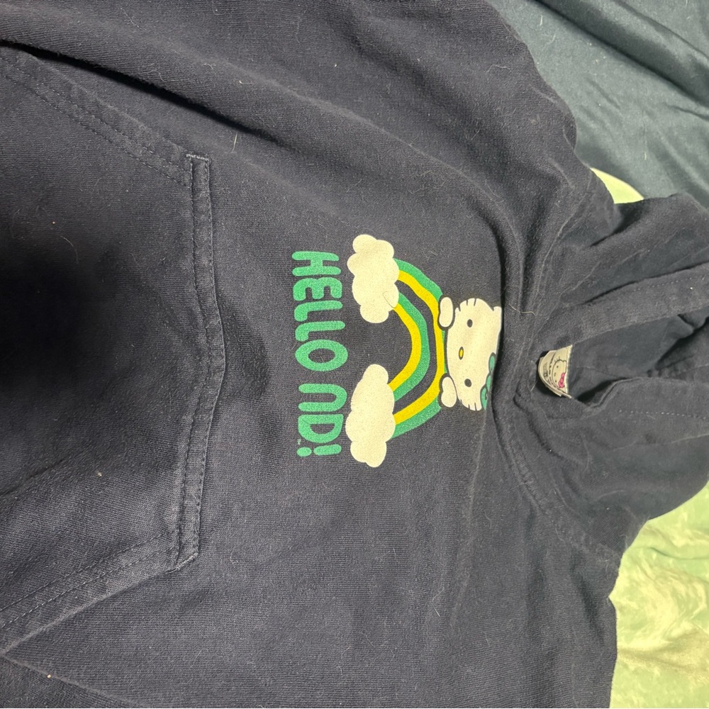 Hello Kitty Navy Hoodie with Rainbow Design Notre Dame Football